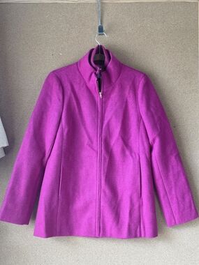 J. Crew Women's Bright Fuchsia Zip-Up Pea Coat